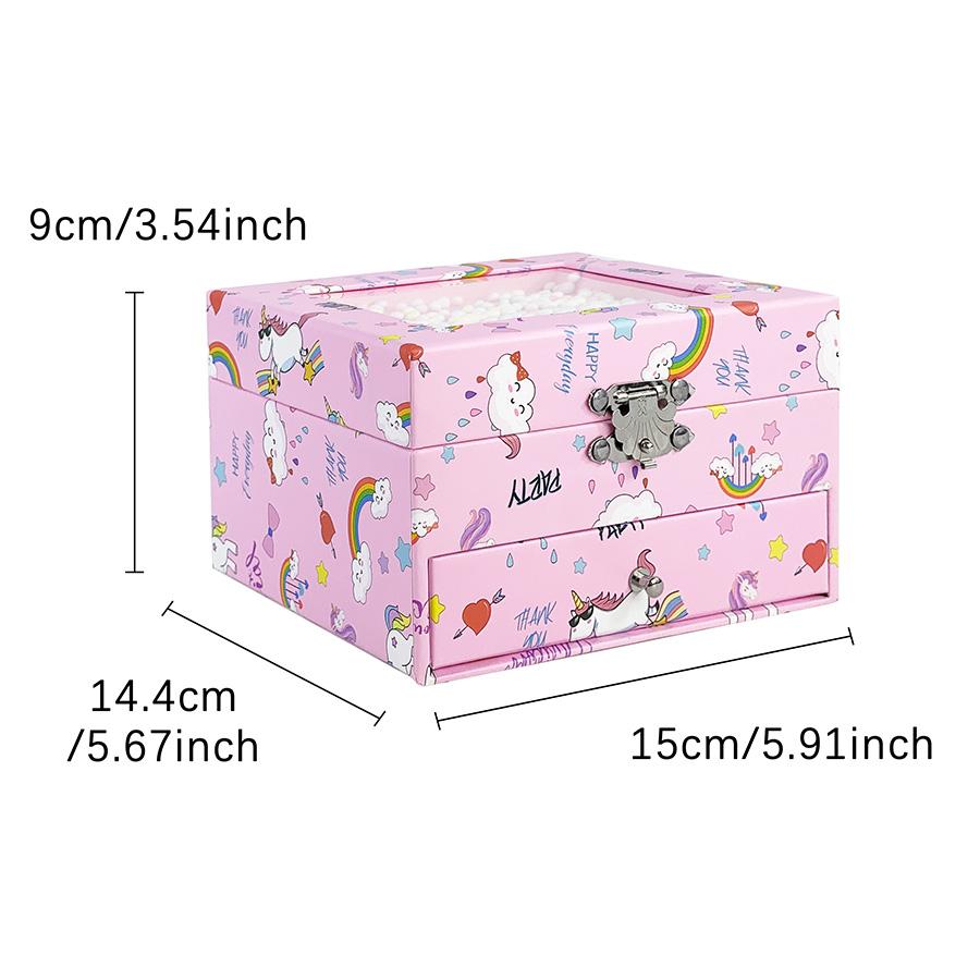 1pc Drawer Unicorn Rocking Music Jewelry Box, Jewelry Storage Gift Box, Suitable for Bracelet, Ring, Earring Storage, Perfect as Gift and Souvenir, Graduation Season, Christmas Gift
