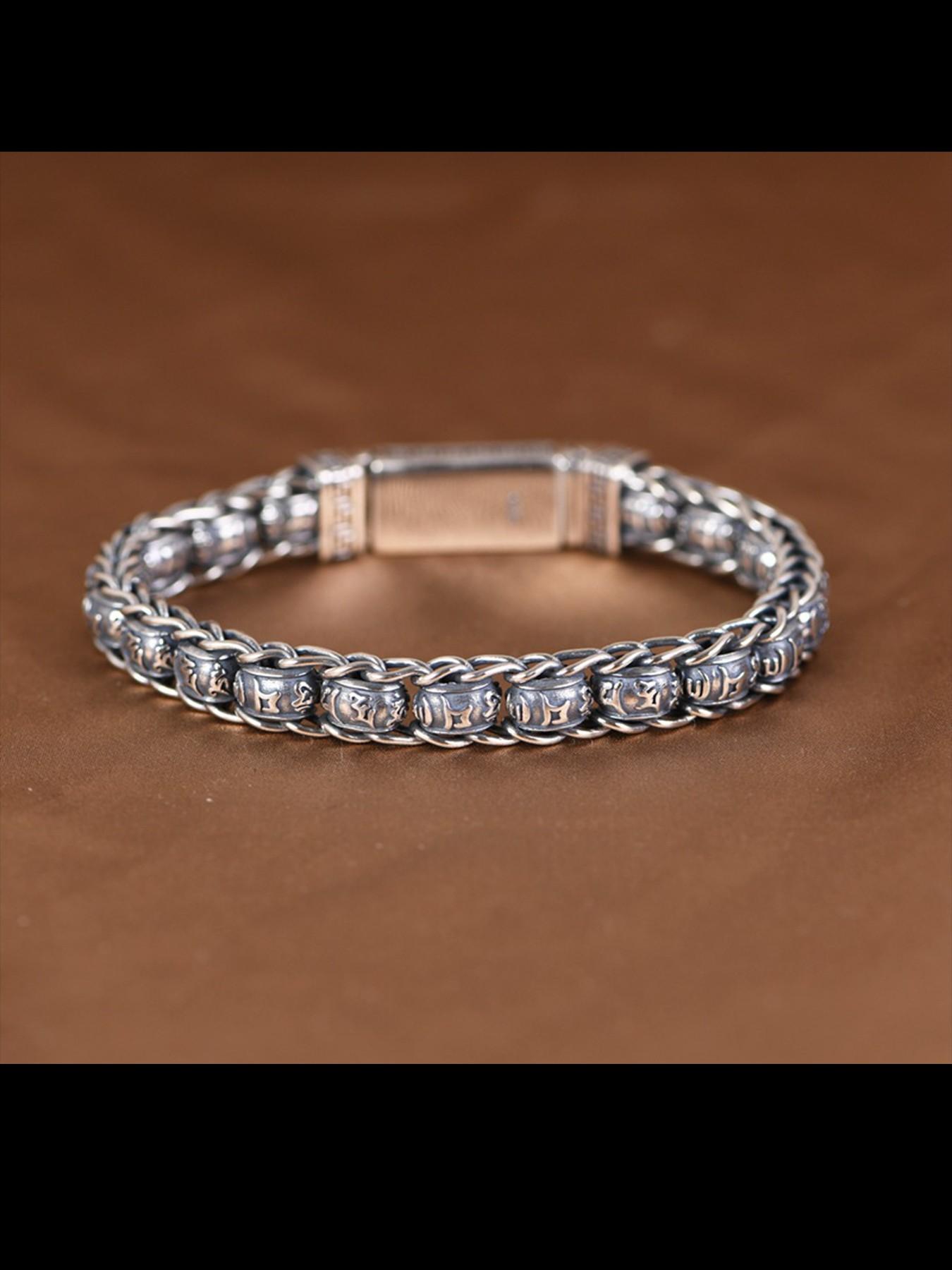 New Handmade Luxury Bracelet, Vintage Weathered Cloud Silk Weaving, Wide Edition Men's Bold Personality Wristband, Unique Accessory