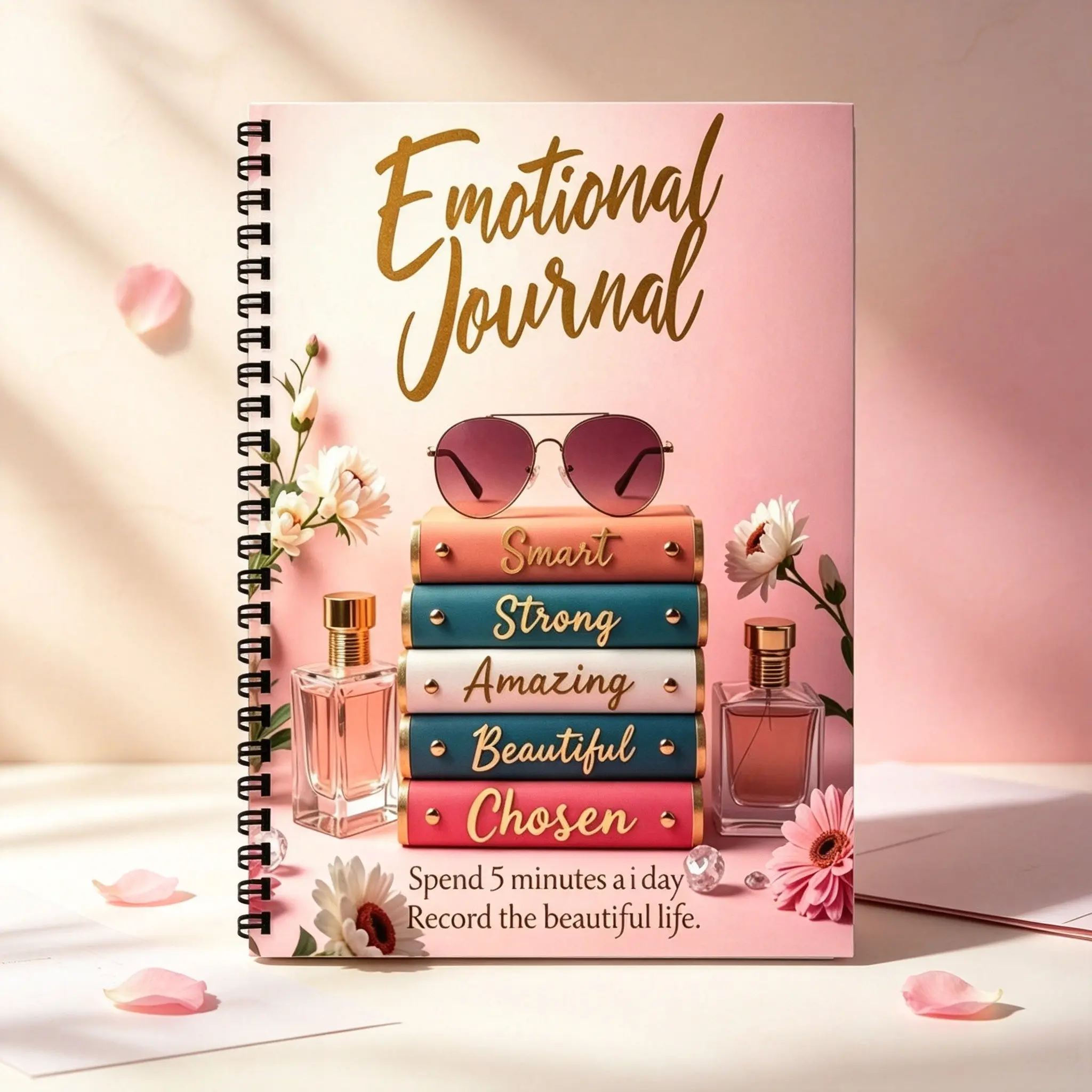 Emotional Motivation Notebook A5 Coil Bound, Daily 5-Minute Life Journal, Inspirational Diary, Personal Growth Planner