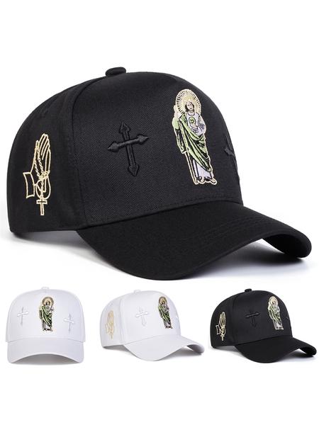 Unisex Jesus Cross Baseball Cap, Adjustable Stylish Hat, Adjustable Sun Protection Hat in Woven Fabric, Suitable for Spring & Fall Travel Outdoor Use