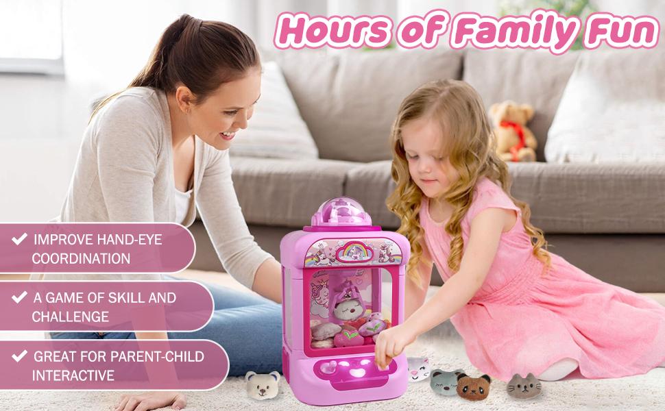 Marlrin Claw Machine for Kids, Mini Vending Machine Girls Unicorn Toys, Candy Grabber Prize Dispenser with Sound & 20 Mini Plush Toys, Electronic Arcade Game Indoor Toy for Home Party Birthday Gifts