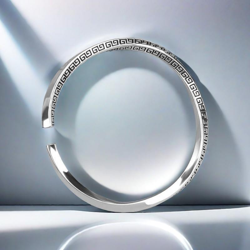 Solid Silver s925 bracelet Sterling Silver bracelet Men's open bracelet can be freely adjusted size send boyfriend send Dad birthday holiday gift Silver weight 32g / 1.12oz