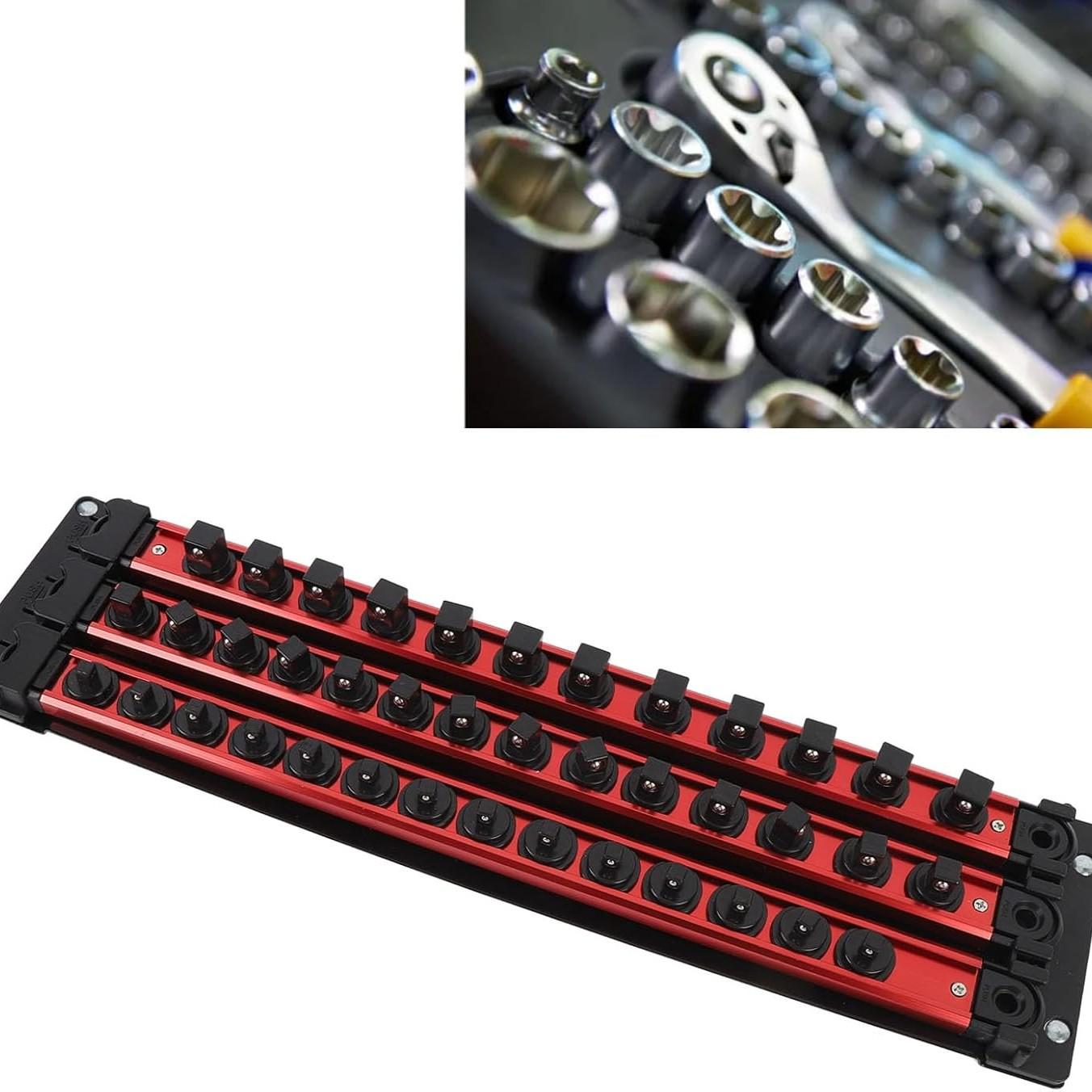 Premium Aluminum Magnetic Tool Holder Magnetic Storage Rack for Screwdriver Bits Sockets Workshop Organizer