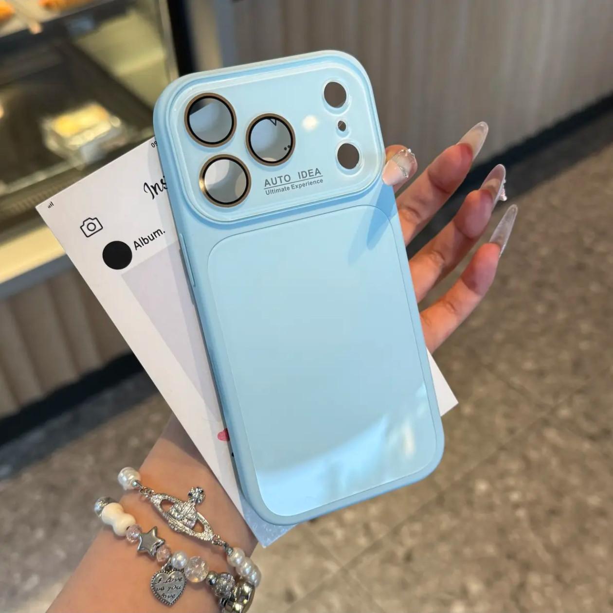 Cute Glossy Smooth Soft TPU Phone Case, Skin-Feel Soft TPU Bumper & Hard PC Back, Full Lens Protection, Cute Minimalist , Compatible with iPhone 17/16/15/14/13 Pro Max Plus Air, Tiffany Blue