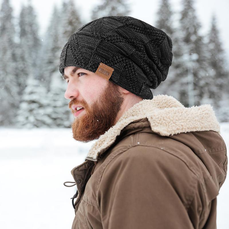 REDESS 2PC Unisex Outdoor Winter Warm Hat Sports Windproof Cold Hat Warm Thick Lined Skully Knit Hat for Men & Women