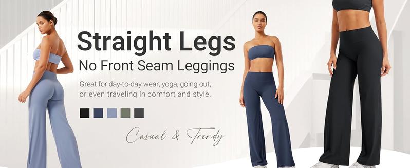 30" Inseam Loose-Fit Casual Straight Leg Yoga Pants for Women (Fits Heights 5'2"–5'4"), High-Waisted Stretchy Buttery Soft Athleisure Style Bottoms for Gym, Workouts and Yoga, No-Front-Seam Design 30" Inseam Loose-Fit Casual Straight Leg Yoga Pants for Women (Fits Heights 5'2"–5'4"), High-Waisted Stretchy Buttery Soft Athleisure Style Bottoms for Gym, Workouts and Yoga, No-Front-Seam Design