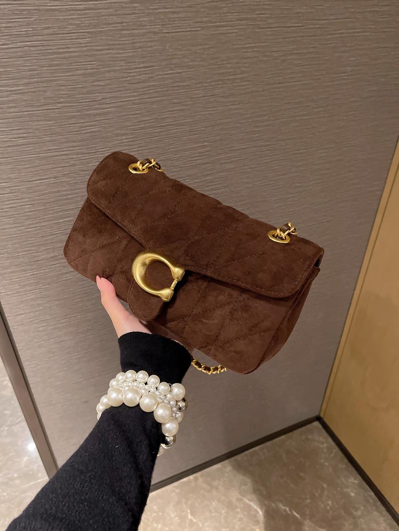 Vintage Luxurious Suede Underarm Bag for Women, 2026 New Faux Suede Commuter Chain Crossbody Shoulder Bag, Versatile Single Strap Handbag