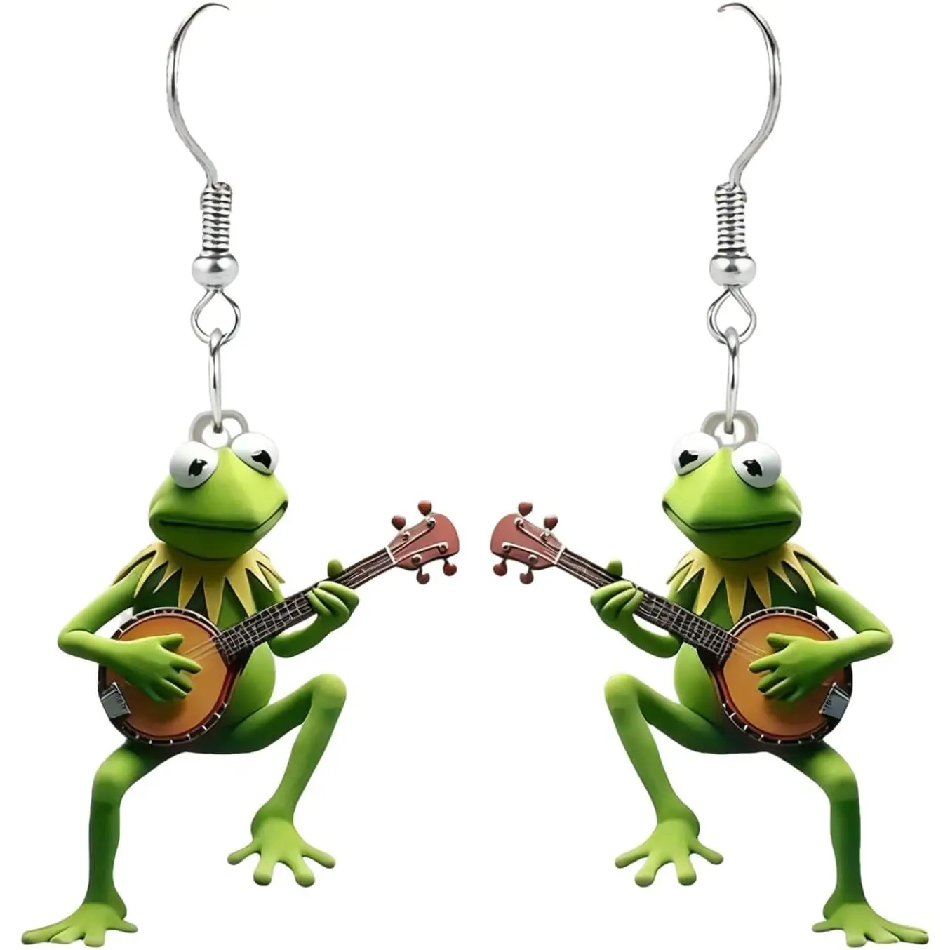 Frog Drop Earrings Funny Guitar Frog Earrings for Women Men Fancy Cartoon Dangle