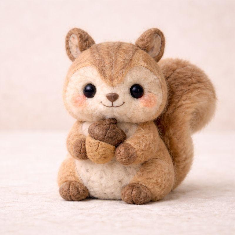 1Set Animal Needle Felting Kit, Felting kits for Beginners adult with Step-by-Step Video Tutorials, Squirrel/Bear/Hedgehog/Deer DIY Felting Kit, Cute Funny Home Decorative Ornaments, Birthday Valentine's Day and Christmas Gifts