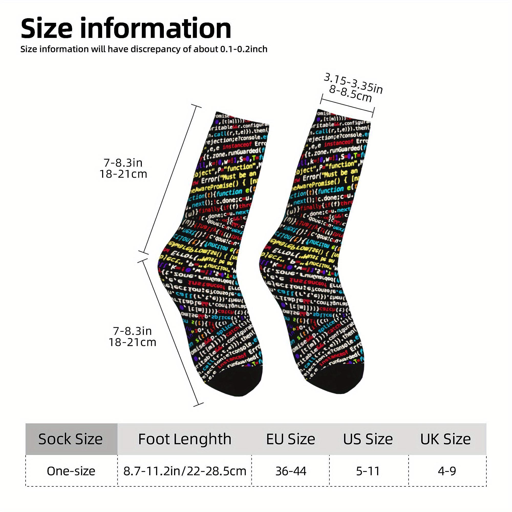 Men' Linux & Python Coding-Themed Full-Body Print Sock - Tech Gift for Programmers, Casual Wear for Conventions & Daily Use -