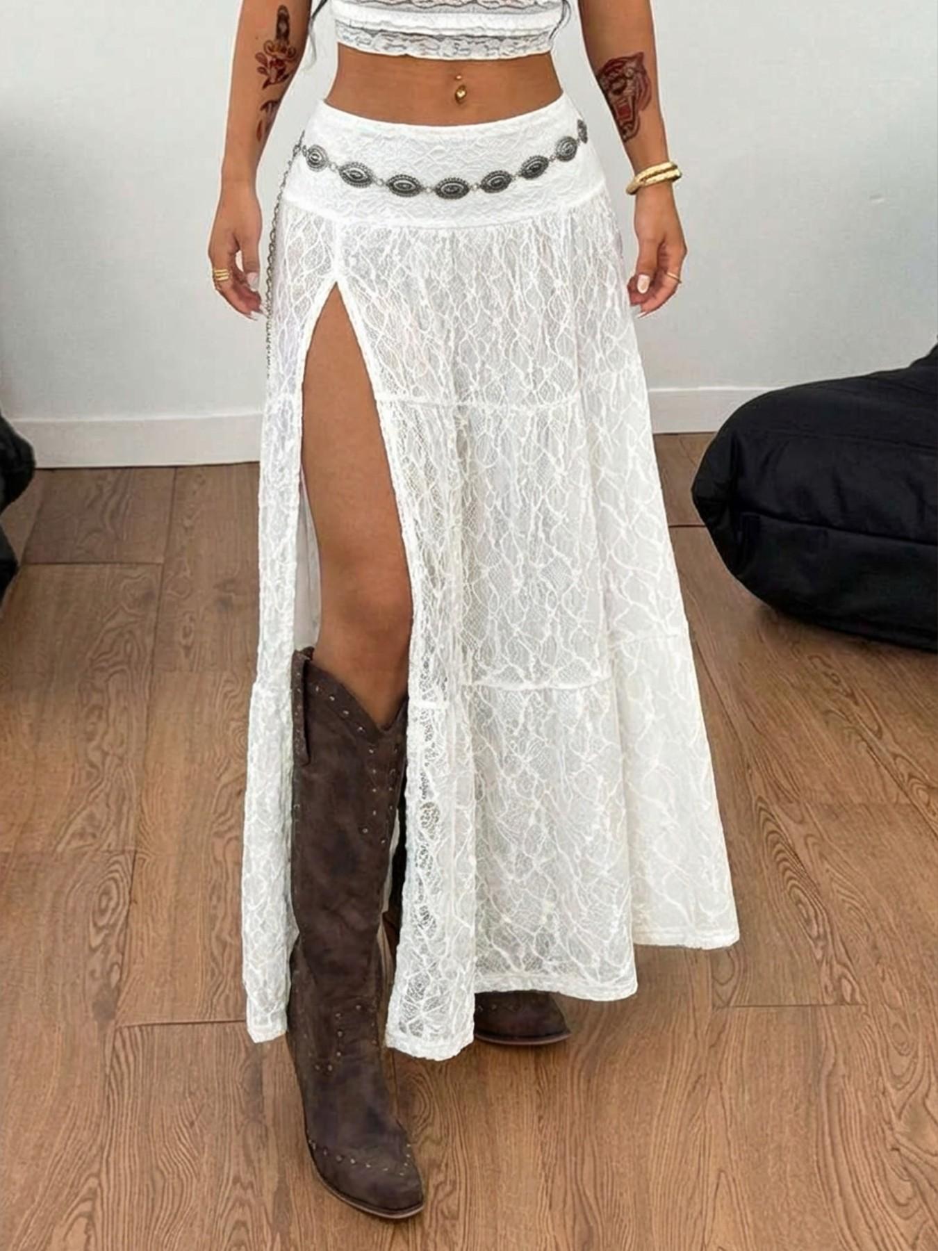 Women's Spring Summer Fashion Knitted Fitted Skirt, Side Slit Elegant Design, Comfortable Pure Color, Casual Commute Party Wear