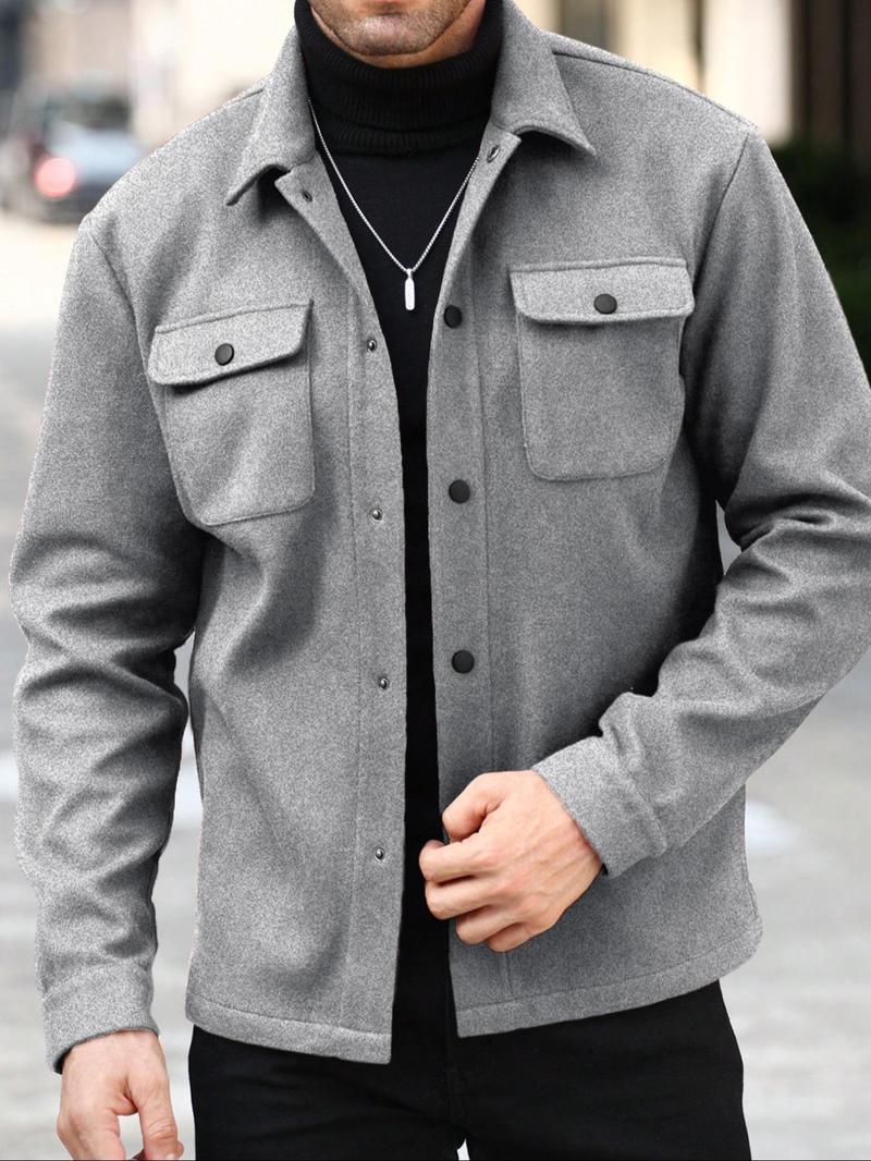 Men's Simple Woolen Jacket Coat, Fashion Casual Design, Suitable for Work or Outing, Lightweight Outerwear, Enhance Your Wardrobe Taste Men's Simple Woolen Jacket Coat, Fashion Casual Design, Suitable for Work or Outing, Lightweight Outerwear, Enhance Your Wardrobe Taste