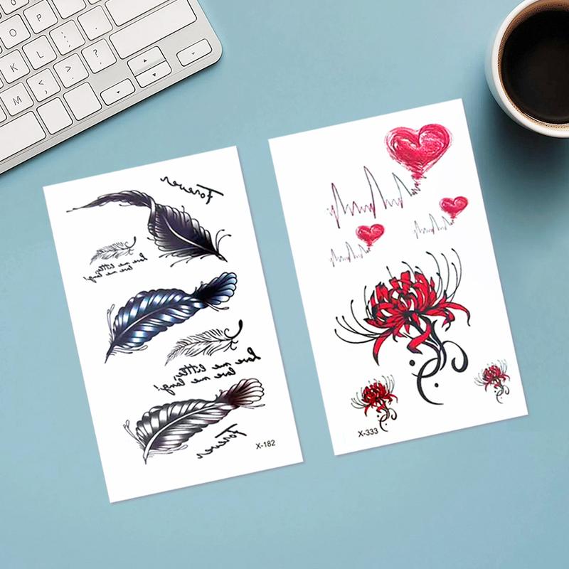 Wig-Flower Temporary Tattoo Stickers: Rose, Butterfly and Multi-Colored Mixed Style Body Art Temporary Tattoos (Suitable for Women, Girls or Kids)