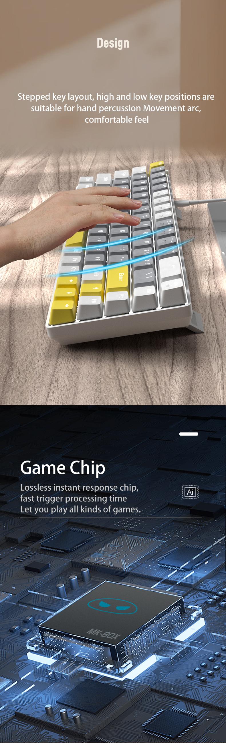 MageGee MK-Box Portable 60% Mechanical Gaming Keyboard, LED Backlit Compact 68 Keys Mini Wired Office Keyboard with Mechanical Switch for Windows Laptop PC Mac