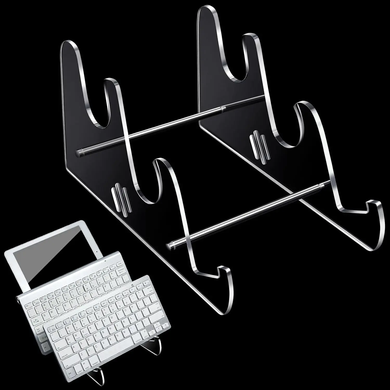 3-Tier Transparent Acrylic Keyboard Display Rack - Organizer Storage Holder Shelf Tray for Desk, Fits Mechanical Keyboard, Computer, Tablet