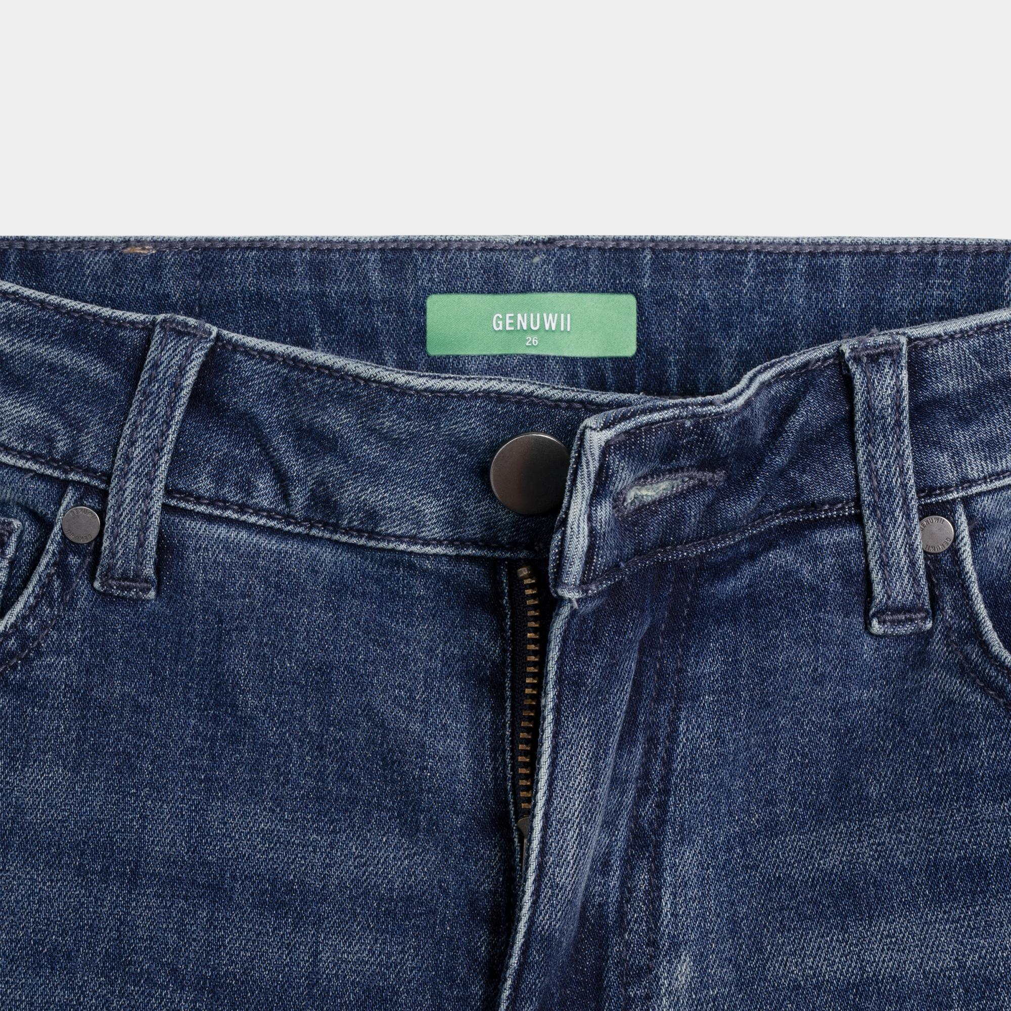 Women's Baggy Mid Stretch Mid Rise Split Leg Wide Leg Genuwii Jeans with Pocket Design, Blue Fitted Denim, Comfortable Basic Style for Casual Outfits - No More Awkward Gaps, Streetwear, Womenswear, Flared Pants, Outdoor Cute Jeans, Spandex Trouser