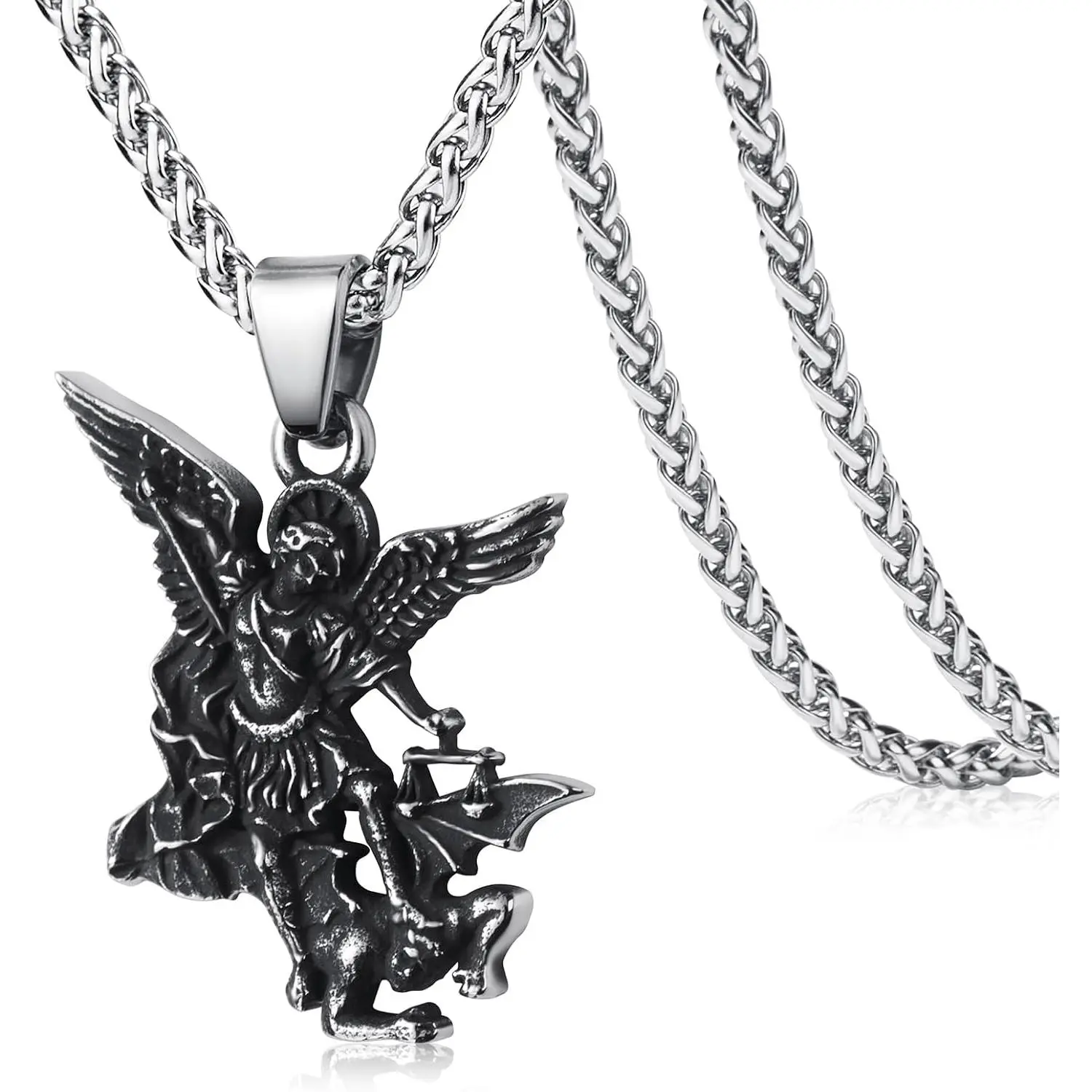 Christopher/George/Michael/Jusus/Mary Necklace for Men Stainless Steel Patron Saints Medallion