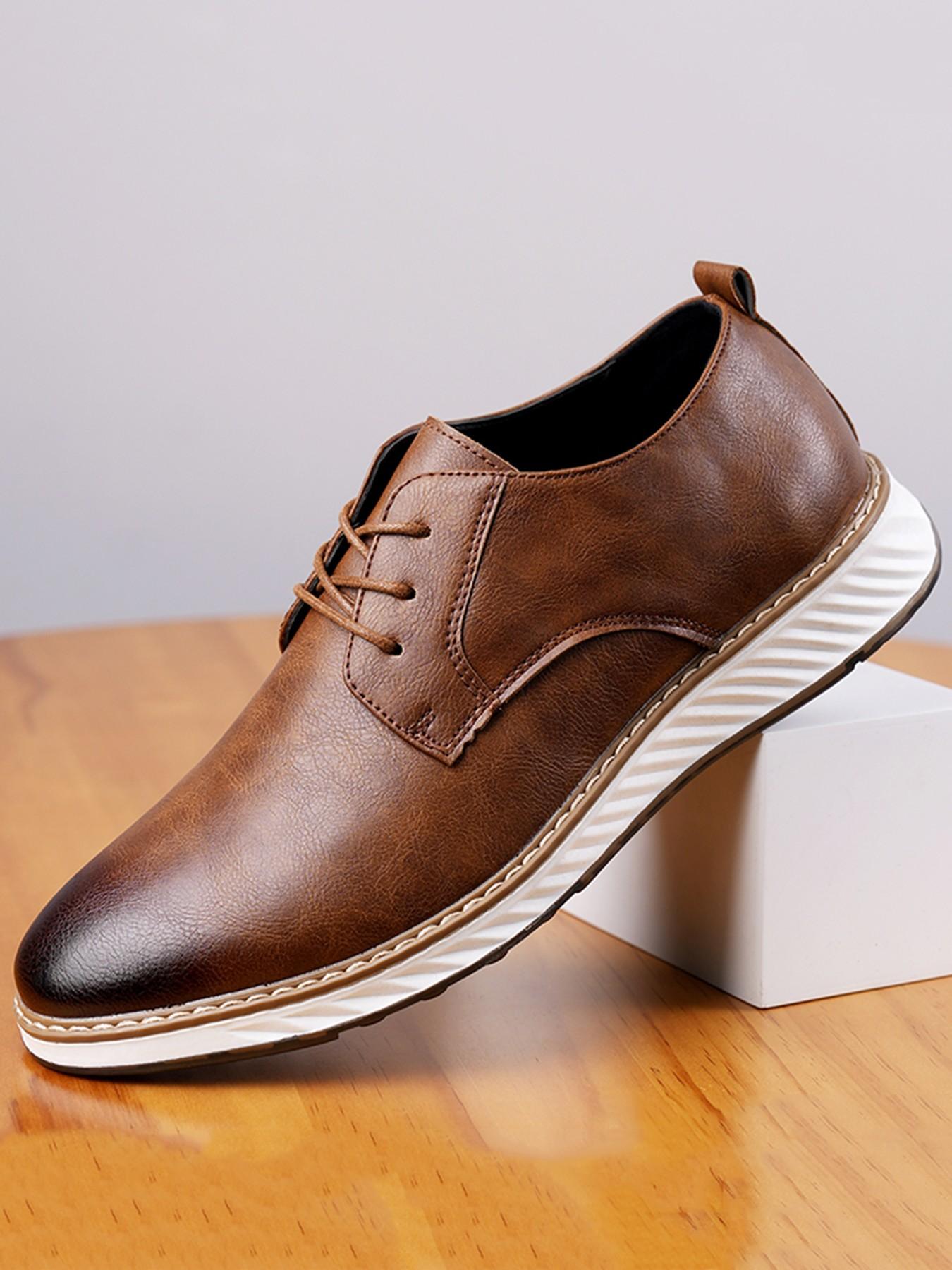 Men's Lace-Up Derby Shoes, Formal and Casual Wear, Fashion Leather Shoes, Comfortable for Office or Special Occasions