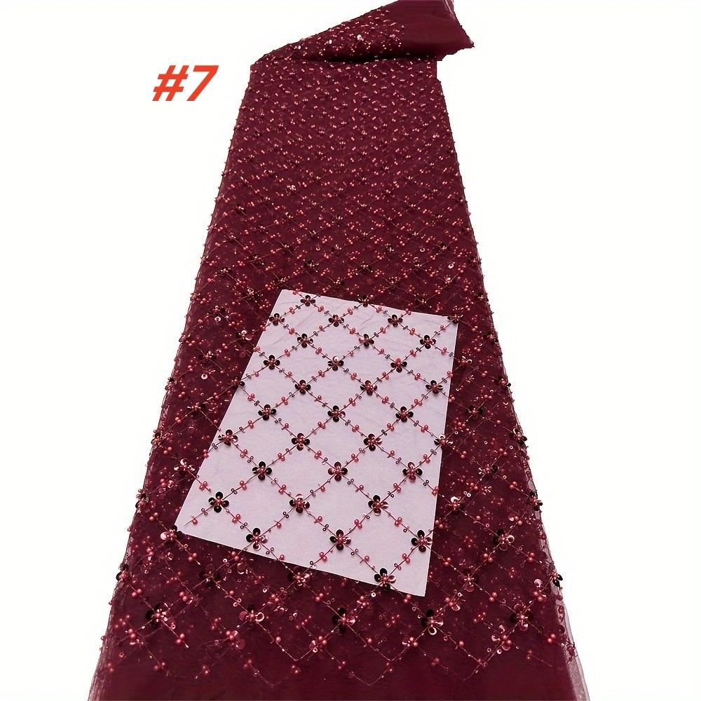 Luxury African Lace Fabric, High-Quality French Mesh Embroidery Beaded, Elegant Lace Trim, Perfect for Wedding Evening Events, Elegant Design