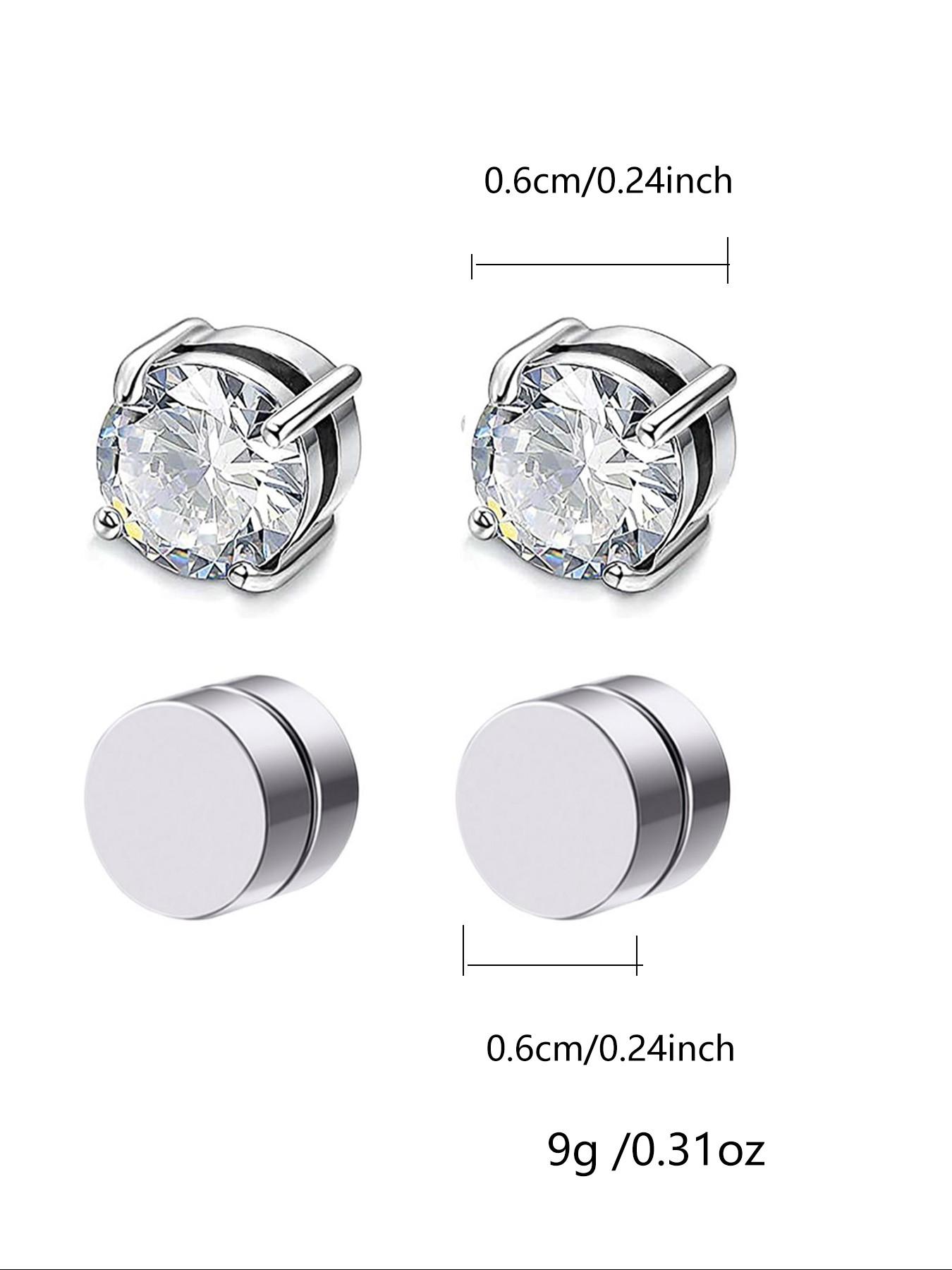 4pcs Classic Round Magnetic Ear Cuffs, Fashionable Simple Zircon Earrings, Pain-Free Wear, Unisex Jewelry, Daily Accessory