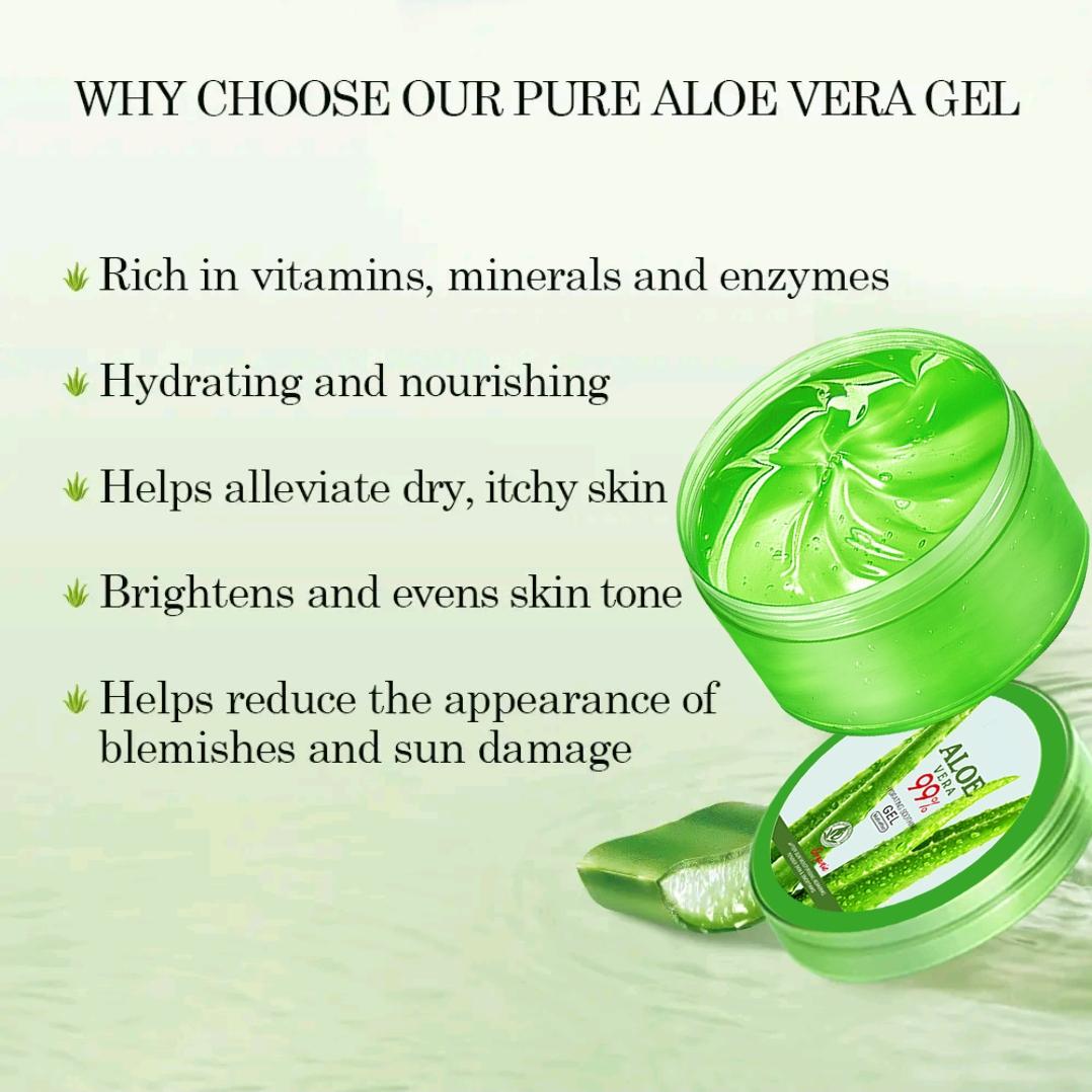 Pure Organic Aloe Vera Gel Made within 12 Hours of Harvest for Face, Body, Scalp, & Hair - Soothing Hydrating Aloe Gel, 10.58oz Gentle Skincare
