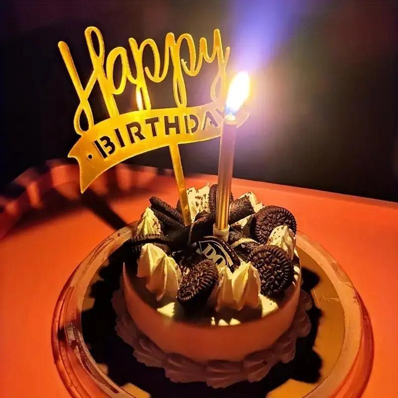 40pcs Acrylic Cake Decorations, Flashing Party Cake Decor, Birthday Card, Creative Baking Supplies, Festival and Birthday Gifts