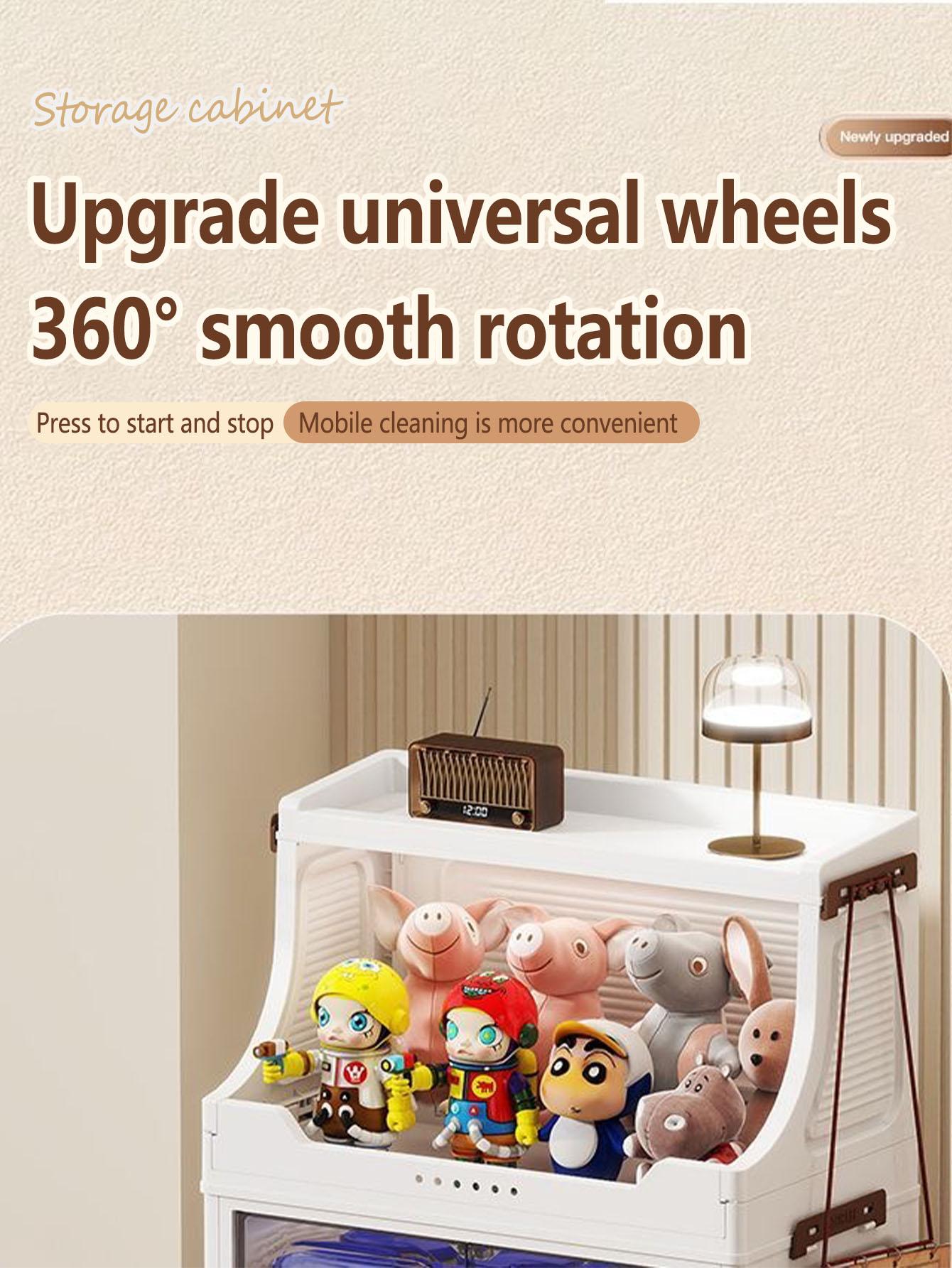 Foldable Storage Cabinet, Multi-Layer Home Bedroom Clothes Organizer, No Installation Living Room Plastic Shelf, Durable & Space-Saving Design, Drawers