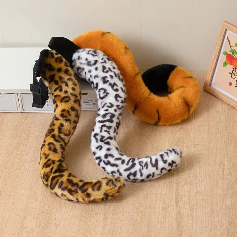 Funny Wearable Animal Tail Plush Toys Cozy Lifelike Tiger Lion Leopard Raccoon Tail Toys Cosplay Props Cute Costume Party Decor