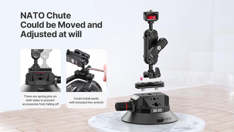 Camera Suction Cup Mount for Gopro - ULANZI SC-02 4.5in Pump-actived Vacuum Suction Mount w Quick Release NATO Magic Arm Car Boat Windshield Window Mount Compatible with Go pro Nikon Canon Sony DSLR