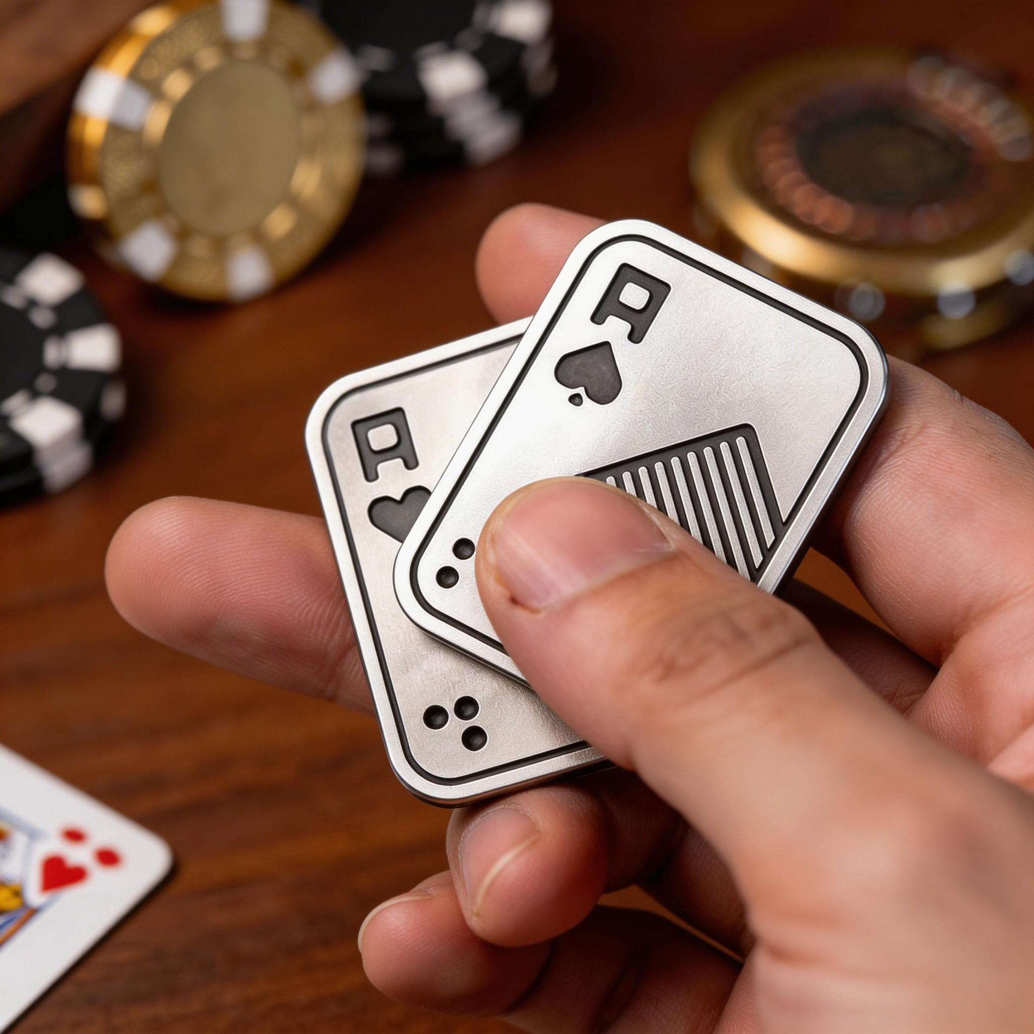 Stress Relief Tool! Poker Card Shape Metal Push Toy, Adult Edc Finger Stress Reliever, Anxiety Relief, Focus Improvement, Portable