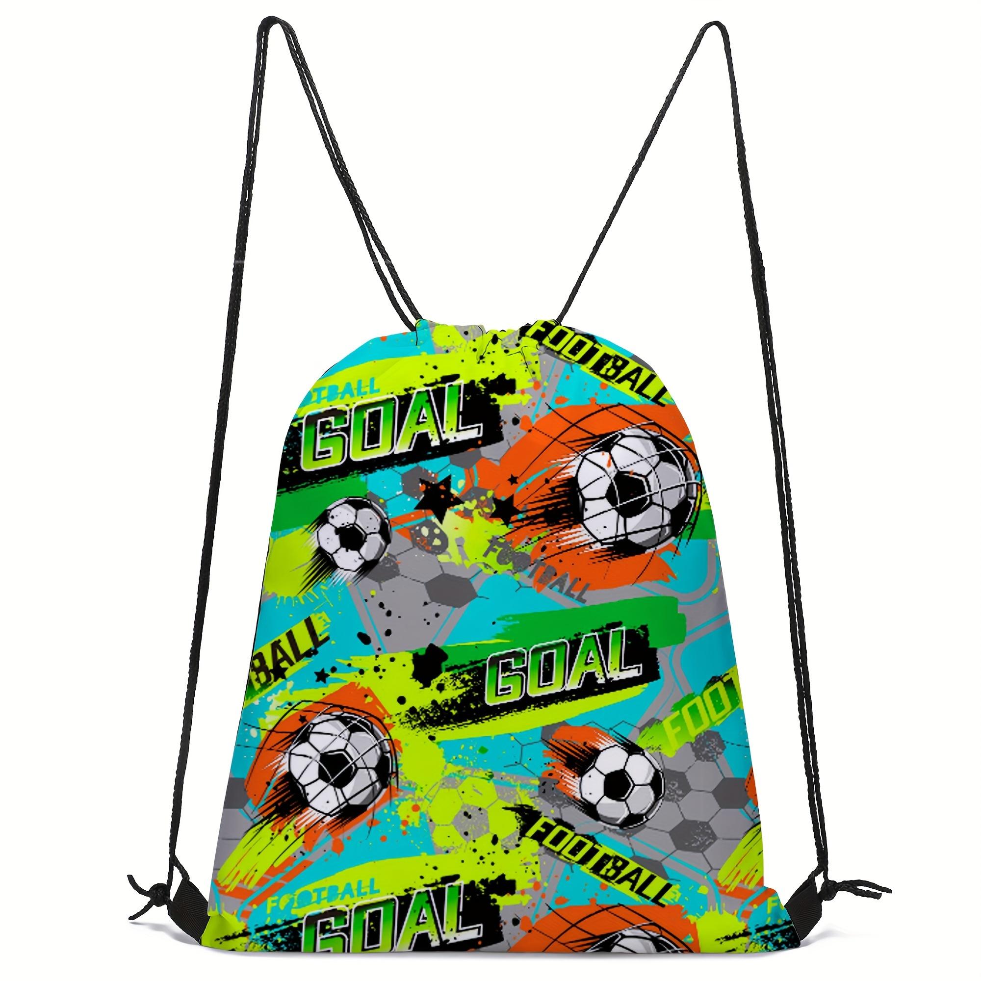 Football sports printed casual printed colorful drawstring backpack, travel and vacation unisex sports fitness training large capacity storage bag