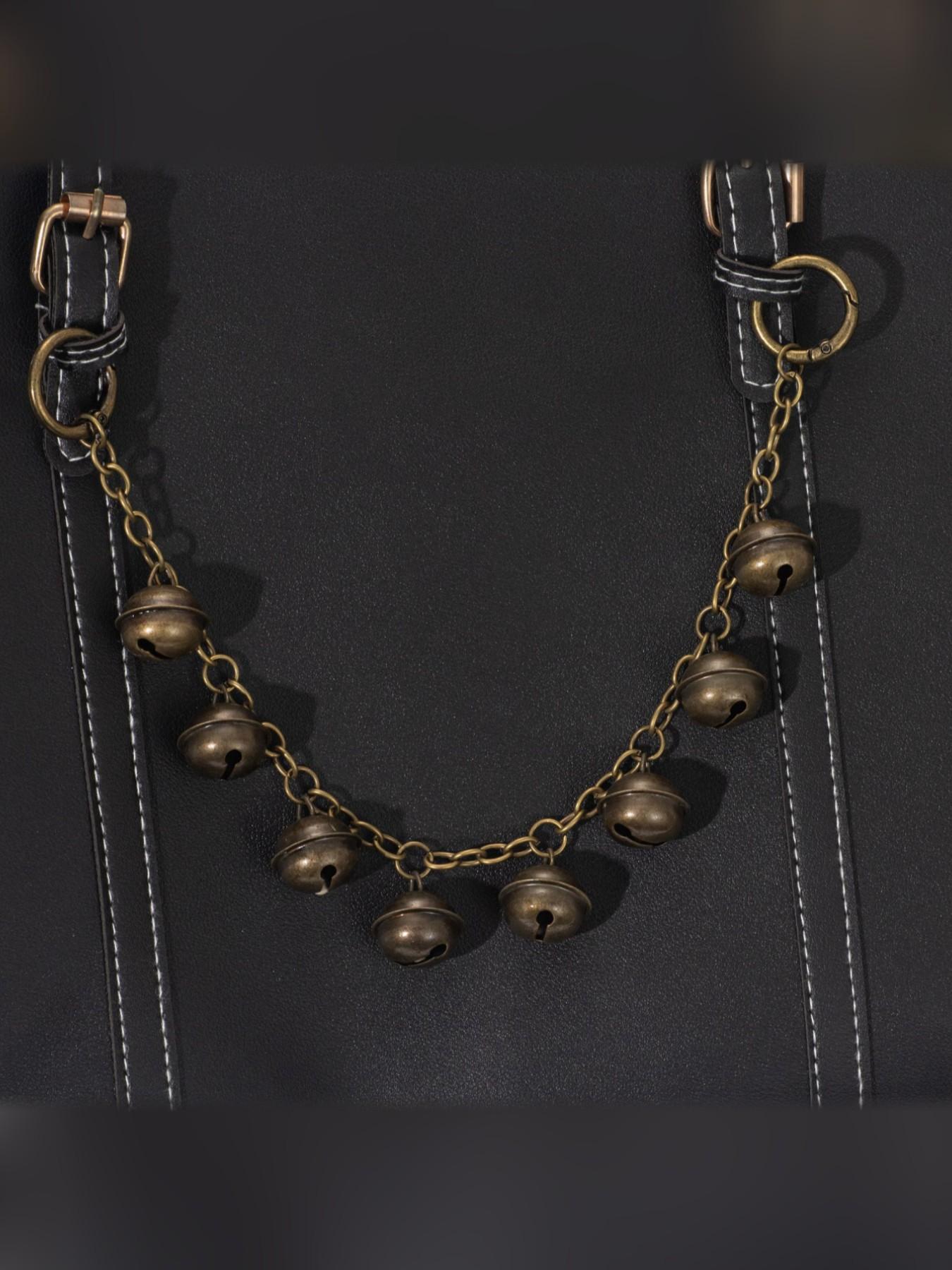 Vintage Bell Bag Charm, Elegant Plain Design, All-Season Pockets Accessory, Fashionable Chain Decoration, Versatile Bag Pendant