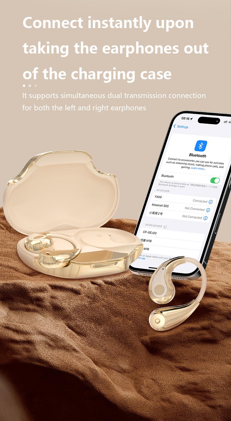 HYUNDAI YX49 Fashionable Open-Wear Stereo Earphones with Handbag-Style Light Luxury Design, Comfortable Fit, 2025 New Bluetooth 6.0 for Faster, More Stable Connection & Lower Power Use, HiFi Sound, Sport & Travel Ready, Perfect Gift for Girlfriend