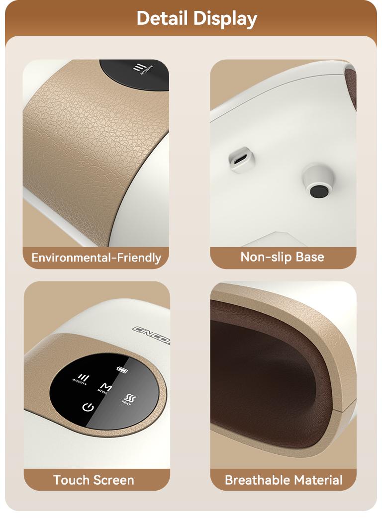 [Plus Model] CINCOM White Gold New Hand Massager, Rechargeable Finger Soother with Adjustable Comfort Settings, Soothing Warmth, User-Friendly Display—Perfect for Relaxation and an Ideal Gift for Loved Ones