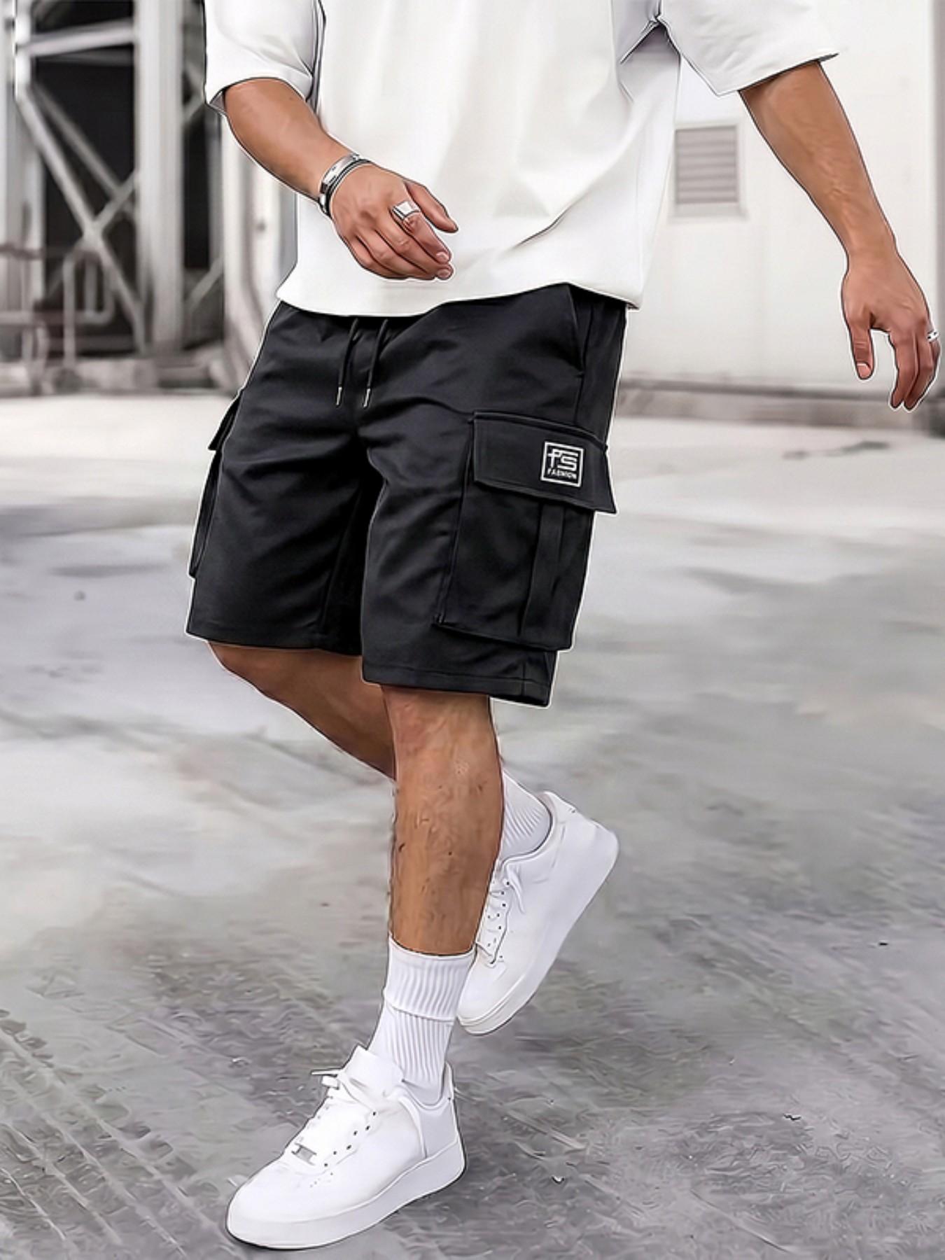 Men's 3-Pack Practical Loose Cargo Shorts, Drawstring Athletic Shorts, Large Side Pockets, Drawstring Waist, Casual Athleisure Street Style, Sportswear, Geometric, Summer Outdoor Sports