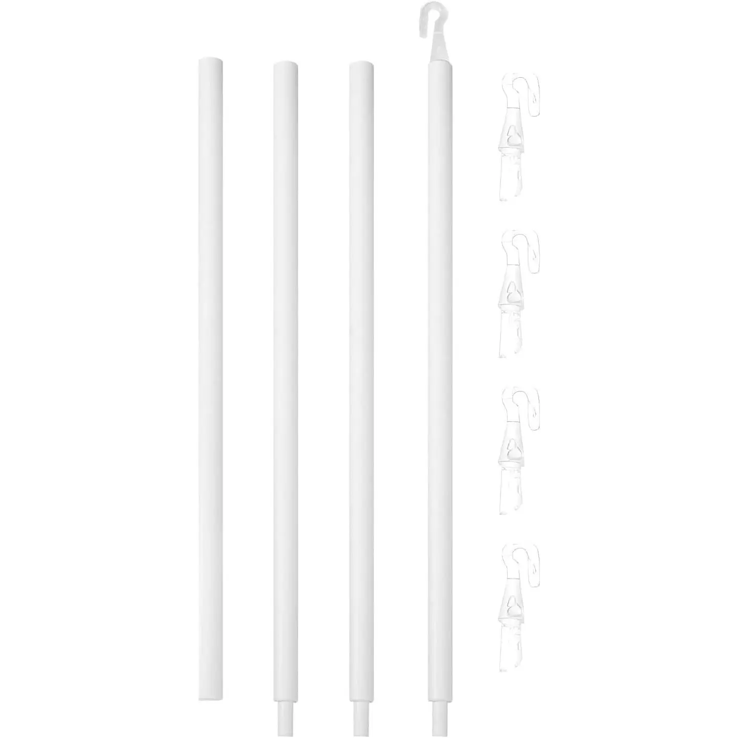 46-Inch Plastic Tilt Wand Replacement, 1Pc White Blind Opener Stick with 5 Hooks for Vertical Window Shades