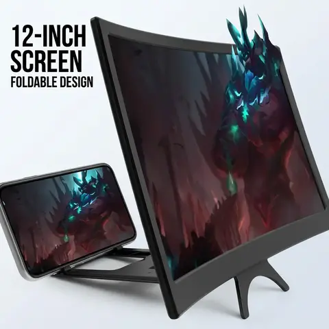 12 Inch Foldable Phone Screen Magnifier, Portable Mobile Display Enlarger Mount, Cell Phone Stand, Mobile Phone Holder, Cellphone Accessories, Ideal for Reading & Viewing, Enhance Visibility