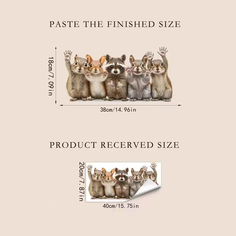 Forest Animal Waving Pattern Glass Sticker, Self-Adhesive Waterproof Wall Decor, Fox Design, Fun Home Decoration, Easy to Apply and Remove