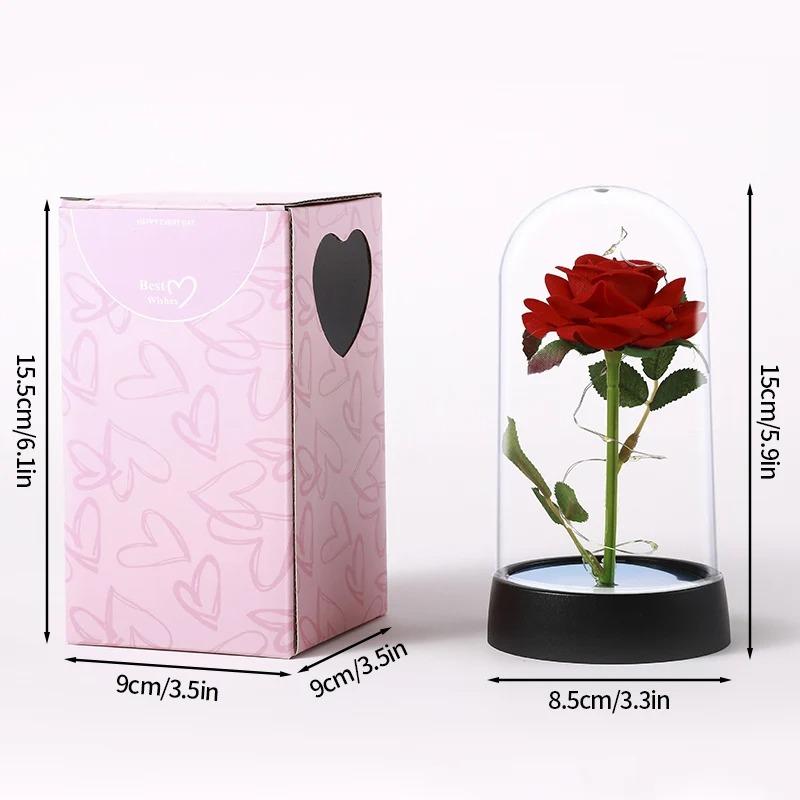 Eternal Rose Flowers Artificial Foil Flower in Glass Glow Immortal Flower LED Roses Lamp Flores Eternas Valentine's Day Gift Light Up Rose