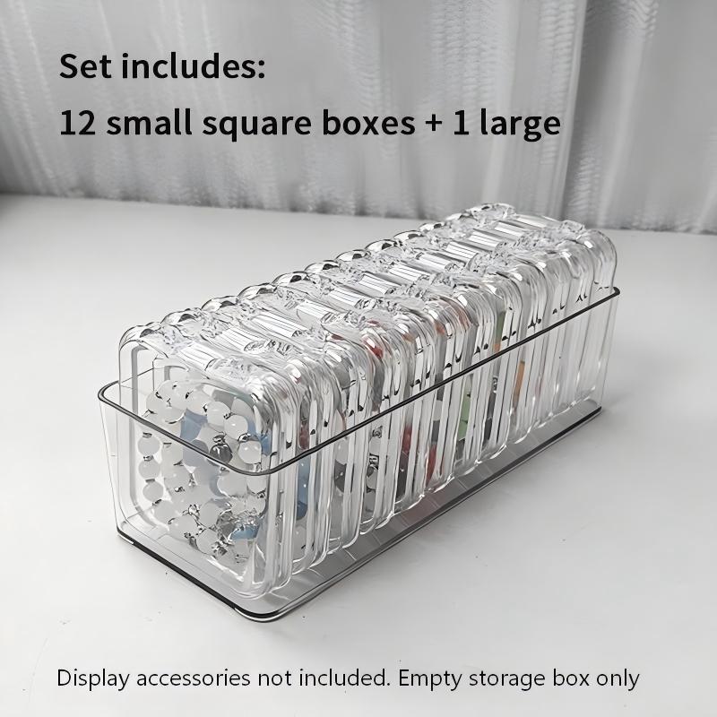 Jewelry Storage Box Set, 12 Transparent Compartments, Large Clear Organizer, Portable Bead Holder, 9x3.6x2.4 Inches, Compact Accessory for Travel & Crafting, Travel Essentials