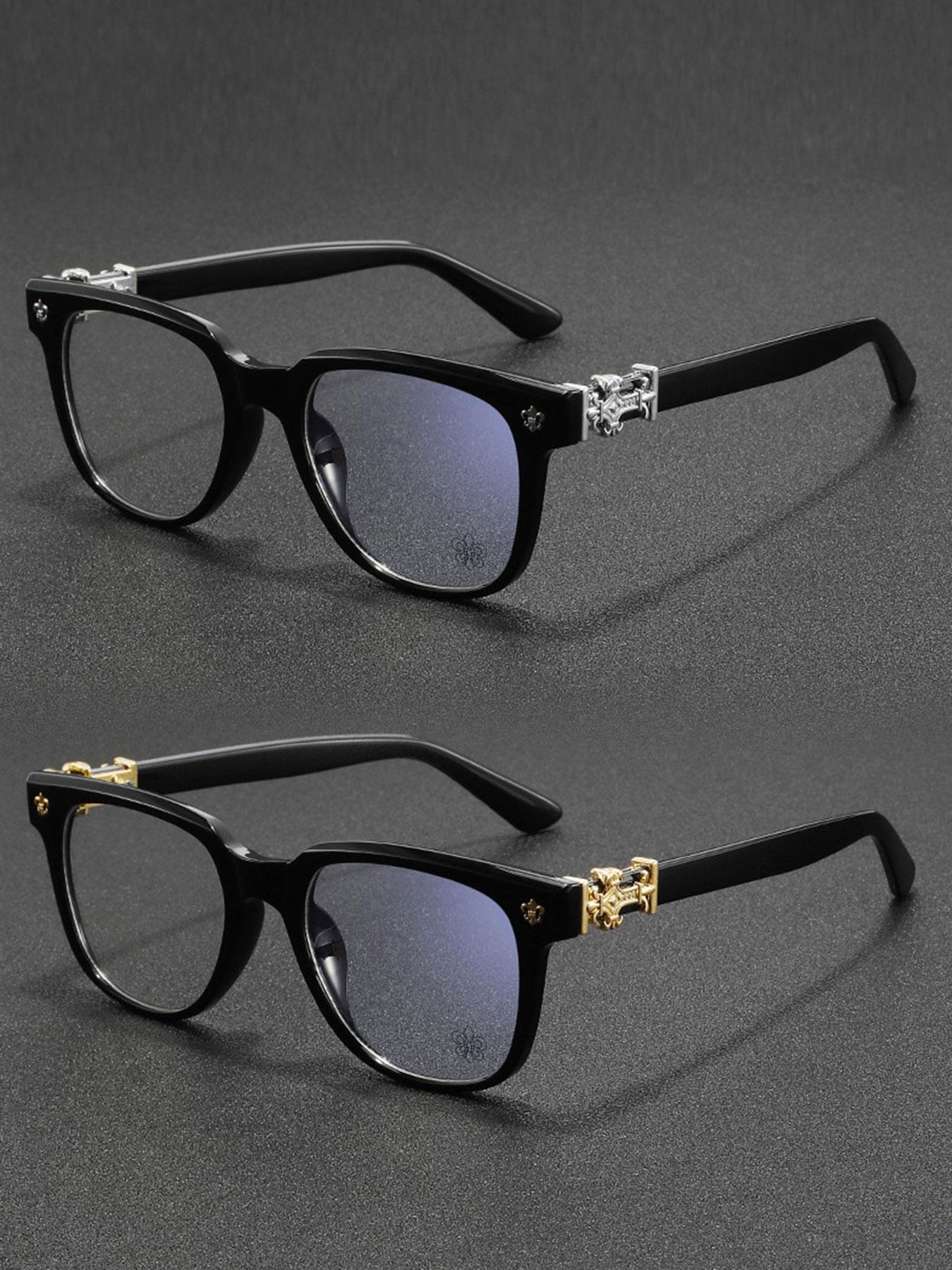 2PCS New Square Glasses, Unisex, Stylish Light Luxury Elegant Artsy Business Style Frames, Multiple Styles Available, Perfect Gift for Him, Suitable for Daily Wed Decorative Photography Glasses