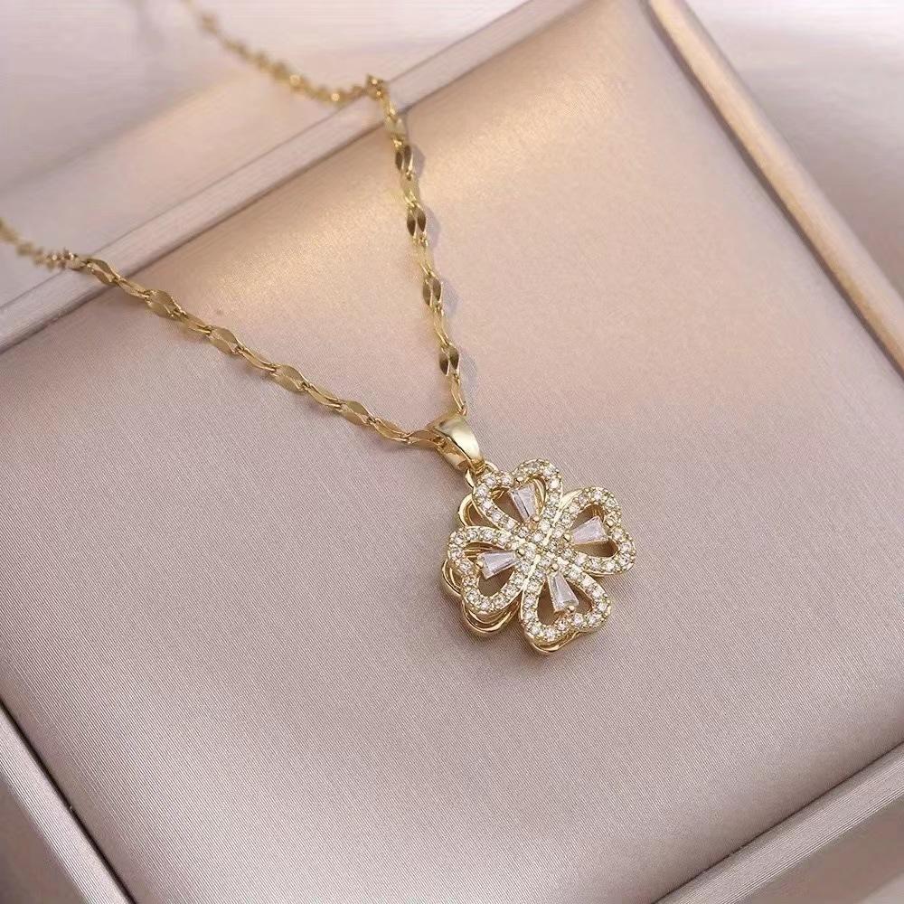 Colorful rotating white stone geometry niche novel design pendant temperament All-match three-piece set, shiny rotating earrings & necklaces & rings,Moissanite Earrings diamond stud holiday party gift woman birthday gift