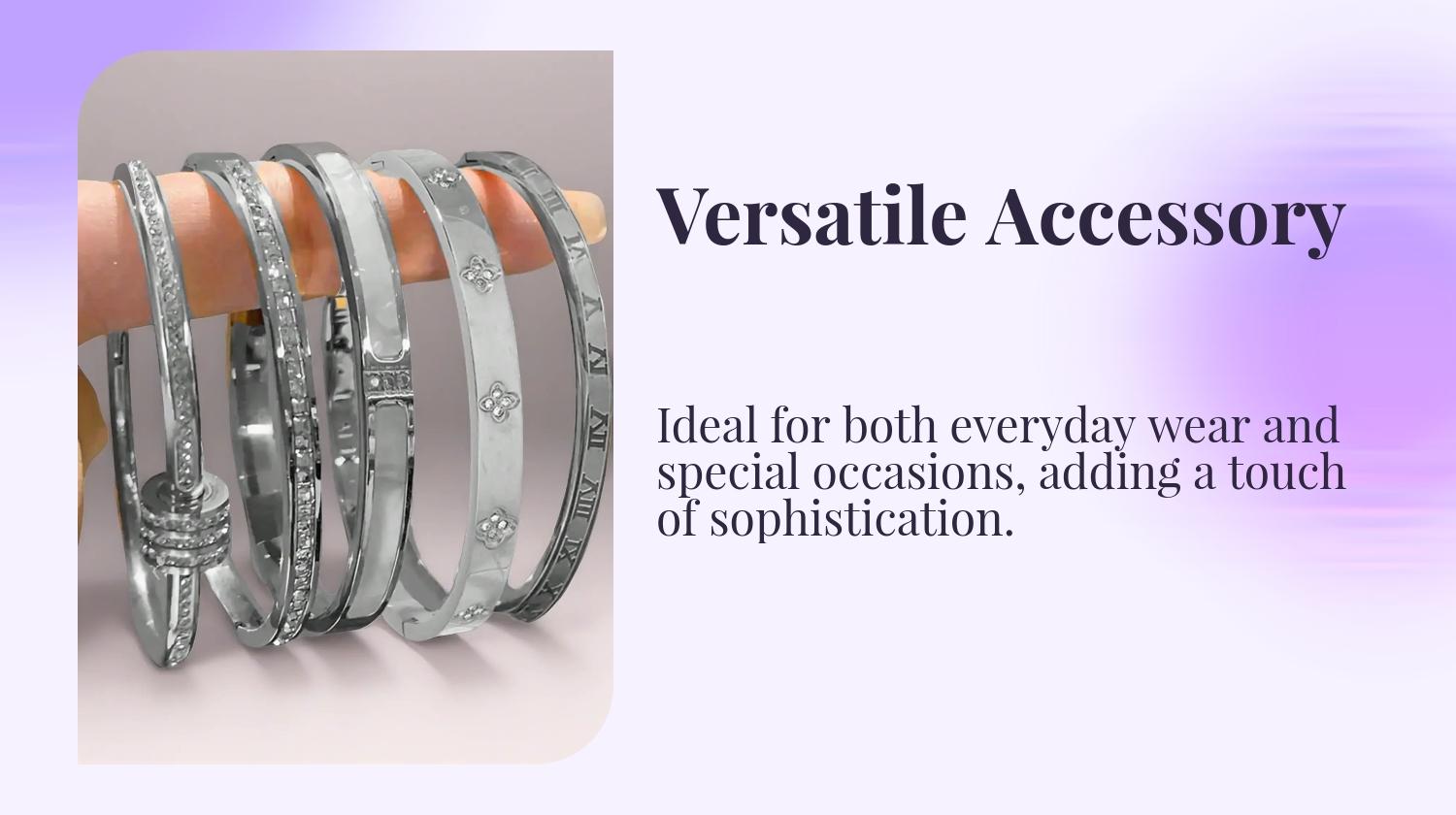 Elegant Stainless Steel Bangle Set, Trendy Stack Bangle, 5-Piece Fashionable Bracelet Classic Design, Perfect for Daily Wear & Special Occasions
