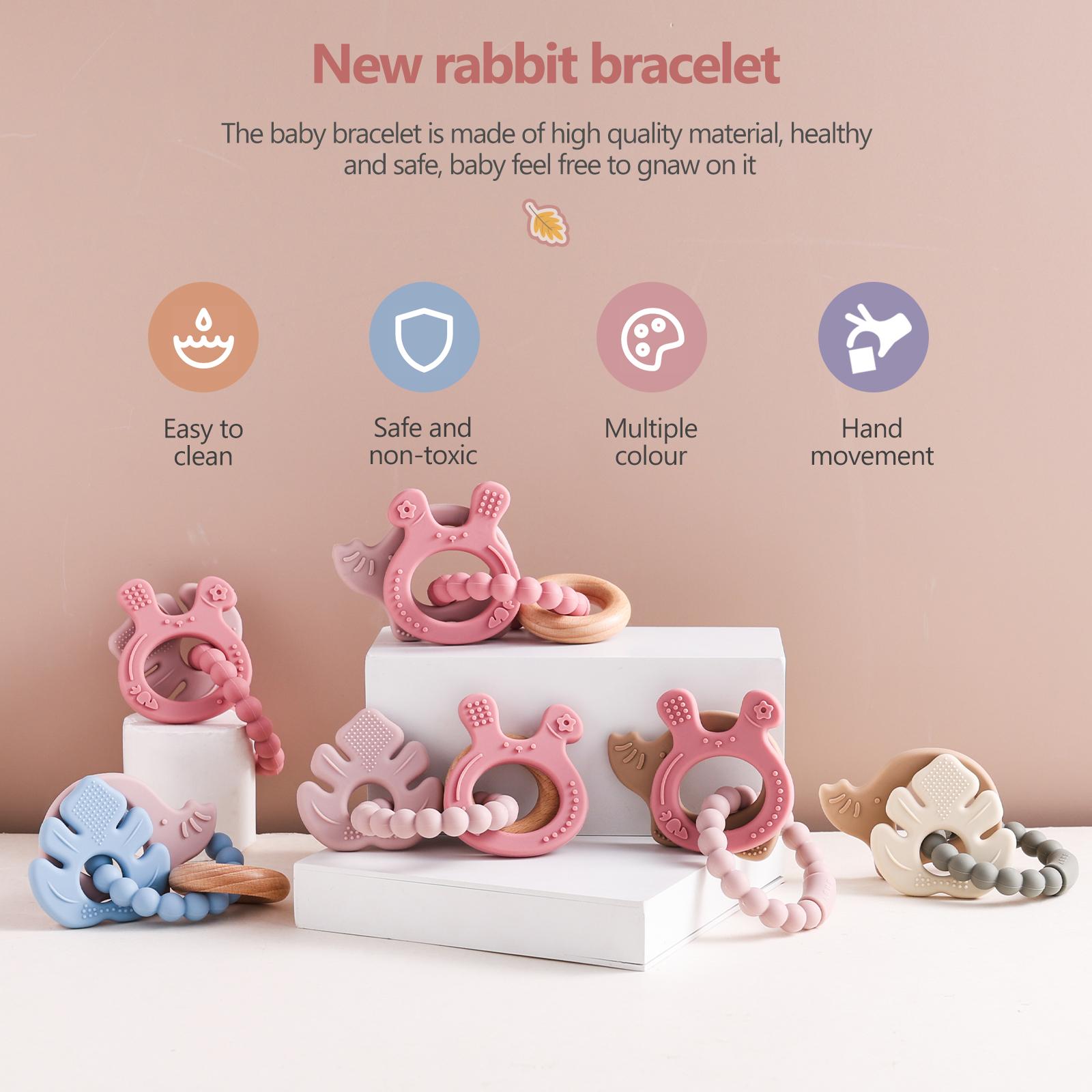 Baby Silicone Teething Ring Set, Nordic Style Animal Shape Toothbrush, Safe Non-Toxic Baby Toy, Perfect Holiday Gift