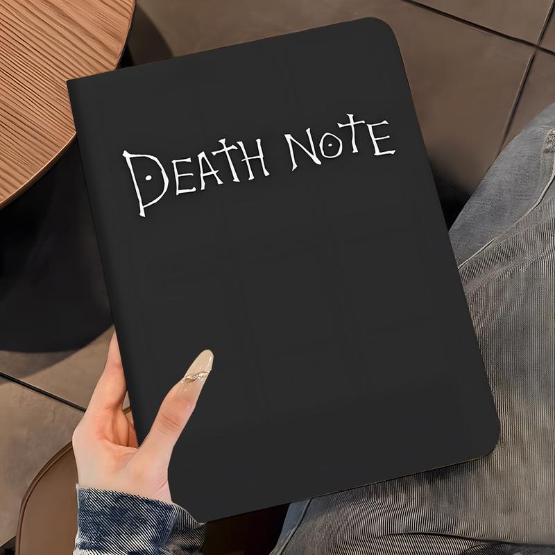 Dark Death Note Design iPad Book Style Case, Fantasy Anime Notebook Design for iPad Pro, iPad Air & Mini, Full Protection with Pen Slot, Ideal for Home & School Use