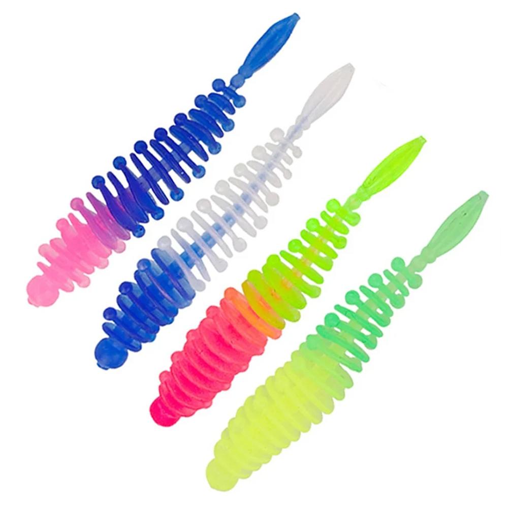Micro Bionic Threaded Soft Lure Kit: 5.5cm 1.2g High-Sensitivity Silicone Baits, Fresh & Saltwater Fishing Gear, Multi-Color Portable Upgrade, Essential Soft Worms for Lure Fishing.