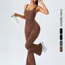 【Black Friday】Women's Leopard-Print Yoga Workout Jumpsuit, Sleeveless Slim-Fit Design with Crisscross Back, Comfortable Year-Round Activewear for Fitness and Home Wear