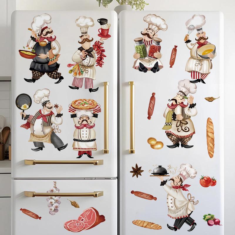 Chef Kitchen Wall Decals Wall Sticker Decorative Wall Sticker Waterproof Wall Sticker Vinyl Sticker Wine Food Quotes Wall Stickers Kitchen Dining Room Restaurant Home Decor Wall Decor DIY Refrigerator Stickers
