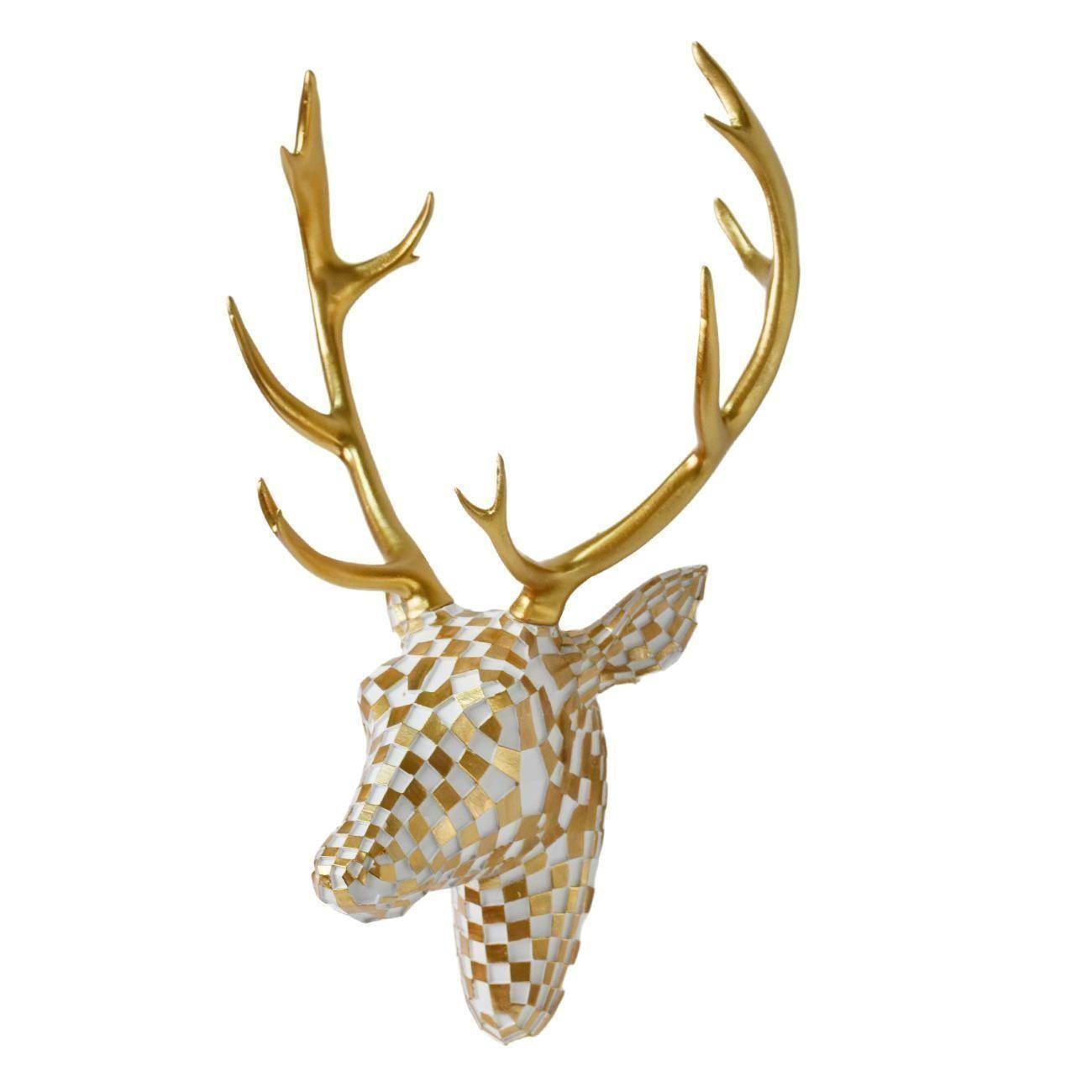 3D Mosaic Deer Head Decorative Wall Art, Resin Animal Sculpture, Hanging Decor for Living Room, Bedroom, Office, Wall Accent Gift