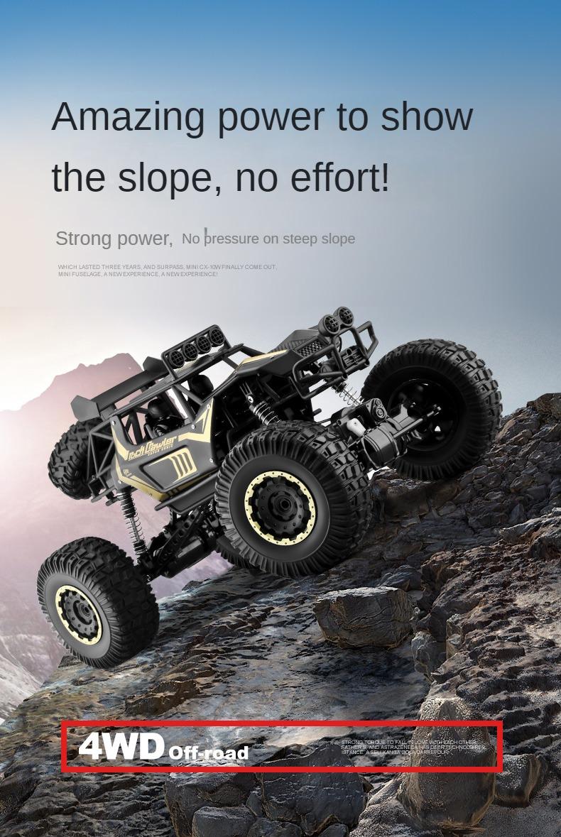 Oversized four-wheel drive alloy remote control car off-road vehicle climbing monster truck high-speed racing boy charging toy car